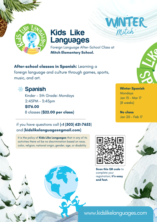 After School Classes in spanish At Mitch elementary School (Winter)