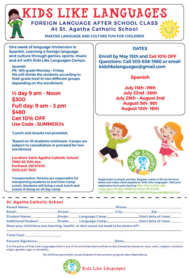 summer After School Classes At St agatha catholic