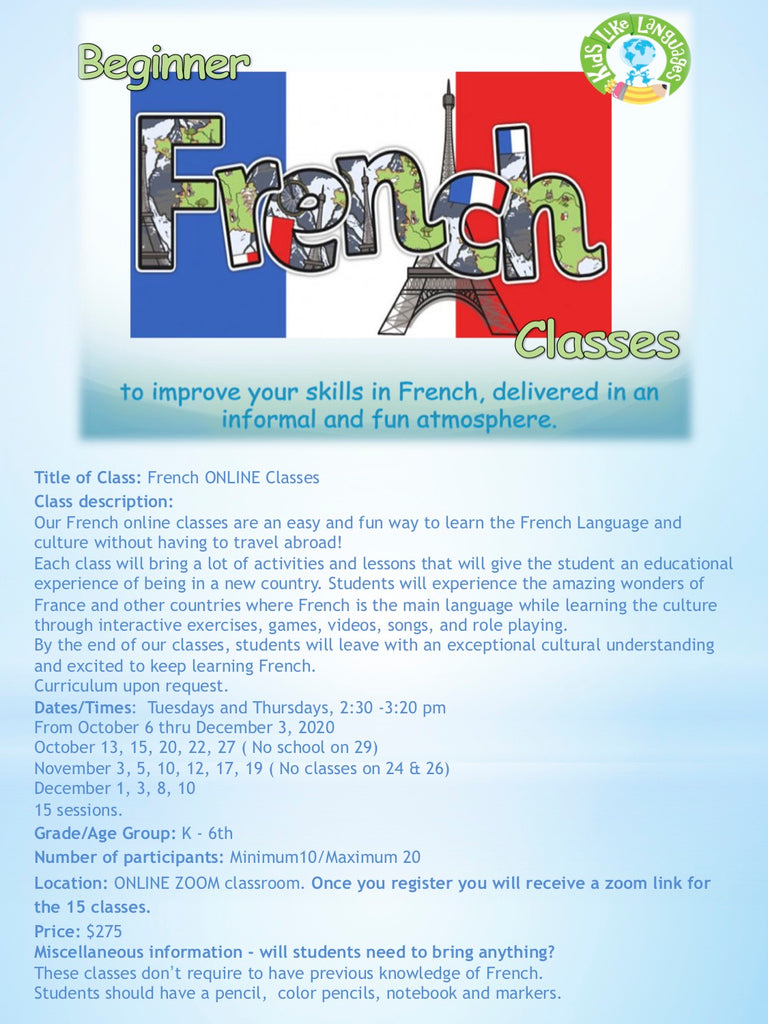 FRENCH ONLINE CLASSES